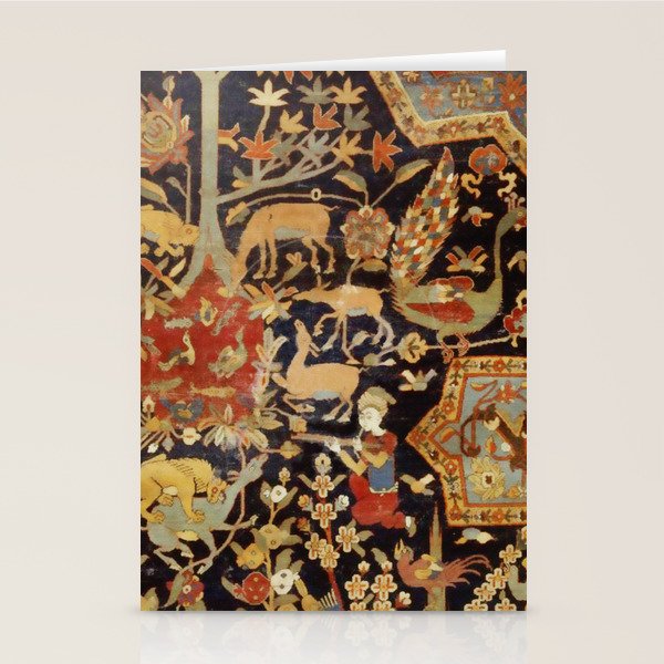 Mantes Antique Persian Animal Rug Print Stationery Card Gallery Image 1