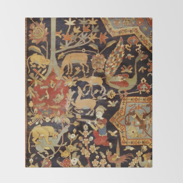 Mantes Antique Persian Animal Rug Print Throw Blanket Gallery Image 2