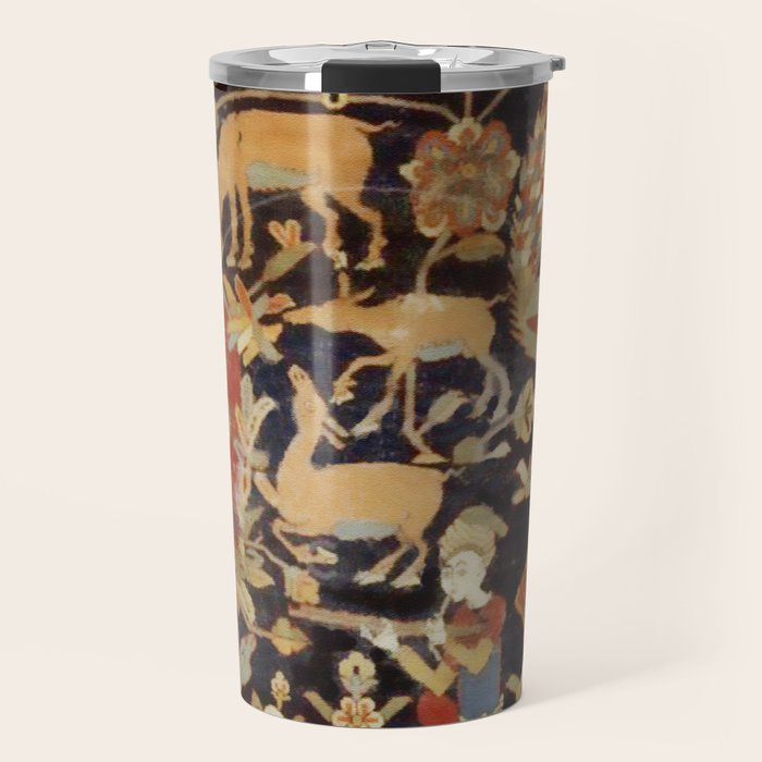 Mantes Antique Persian Animal Rug Print Travel Mug Gallery Image 1
