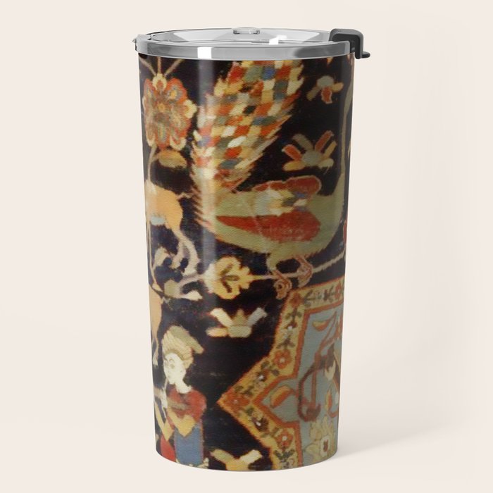 Mantes Antique Persian Animal Rug Print Travel Mug Gallery Image 2