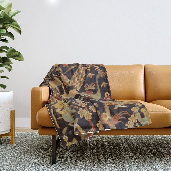 Mantes Antique Persian Animal Rug Print Throw Blanket Gallery Image 1