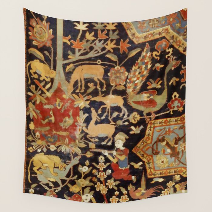 Mantes Antique Persian Animal Rug Print Wall Tapestry Gallery Image 4