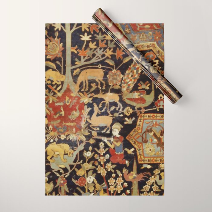 Mantes Antique Persian Animal Rug Print Wrapping Paper Gallery Image 1