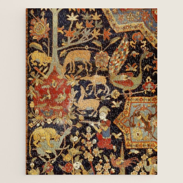 Mantes Antique Persian Animal Rug Print Jigsaw Puzzle Gallery Image 1