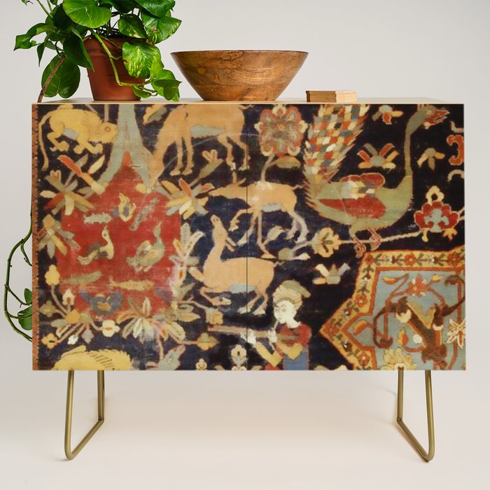 Mantes Antique Persian Animal Rug Print Credenza Gallery Image 1