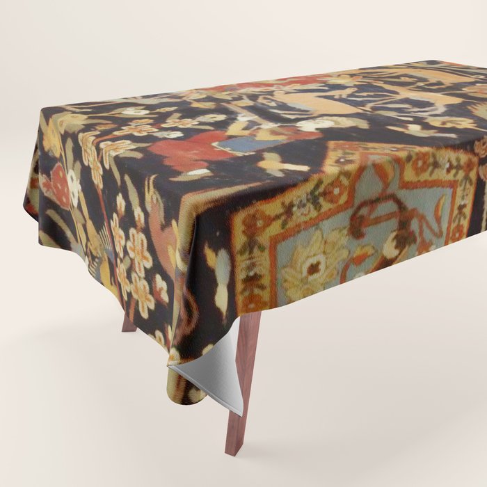Mantes Antique Persian Animal Rug Print Tablecloth Gallery Image 1