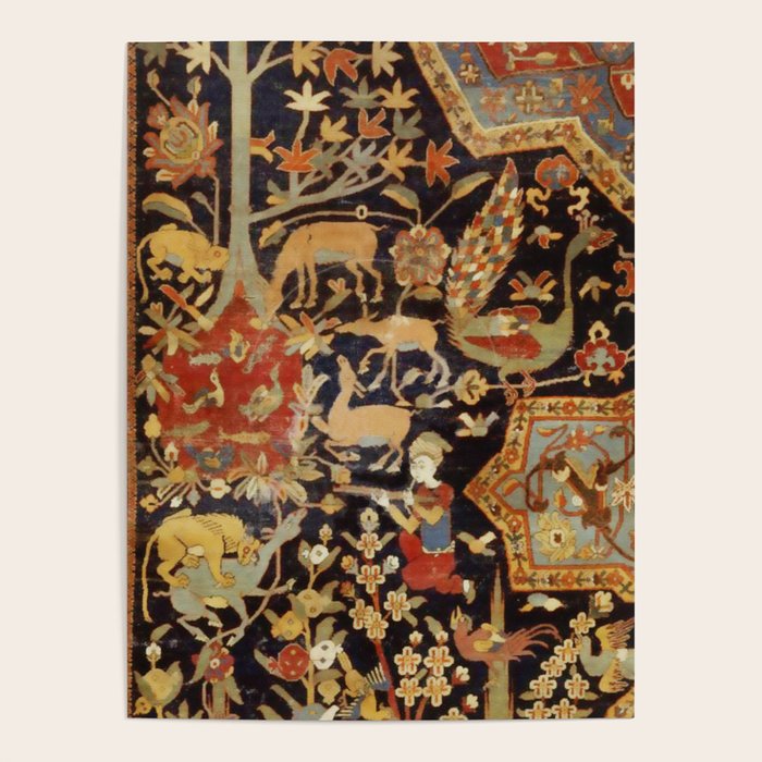 Mantes Antique Persian Animal Rug Print Poster Gallery Image 4
