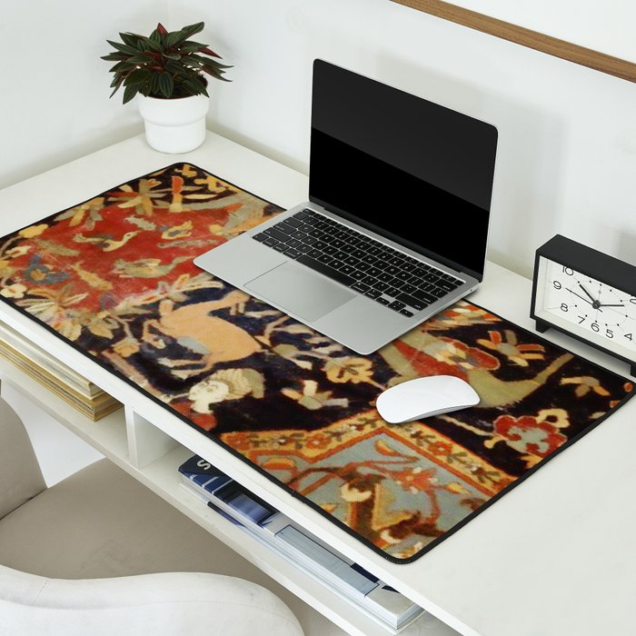 Mantes Antique Persian Animal Rug Print Desk Mat Gallery Image 2