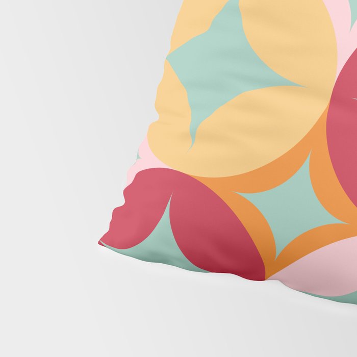 Merry and Bright, Christmas, Retro Art, Orange, Pink, Red, Yellow, Teal Pillow Sham Gallery Image 4