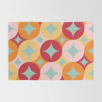 Merry and Bright, Christmas, Retro Art, Orange, Pink, Red, Yellow, Teal Rug Gallery Image 2