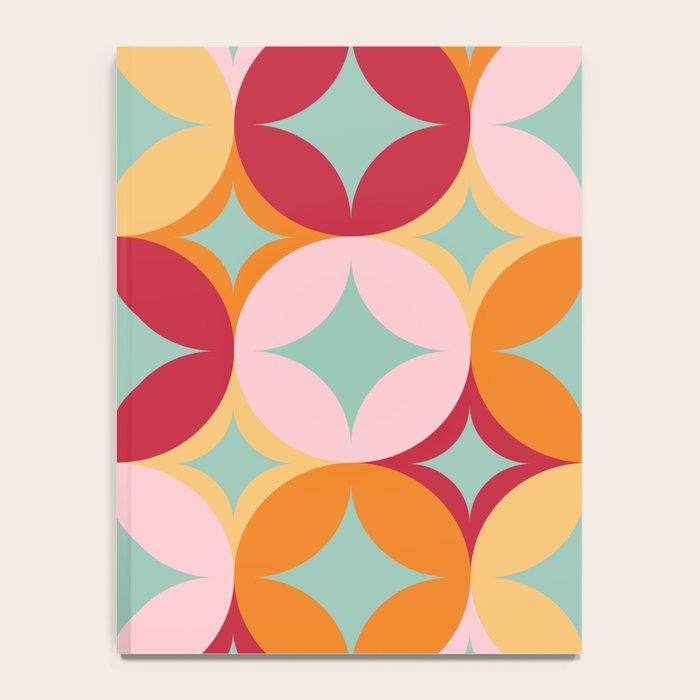 Merry and Bright, Christmas, Retro Art, Orange, Pink, Red, Yellow, Teal Notebook Gallery Image 4
