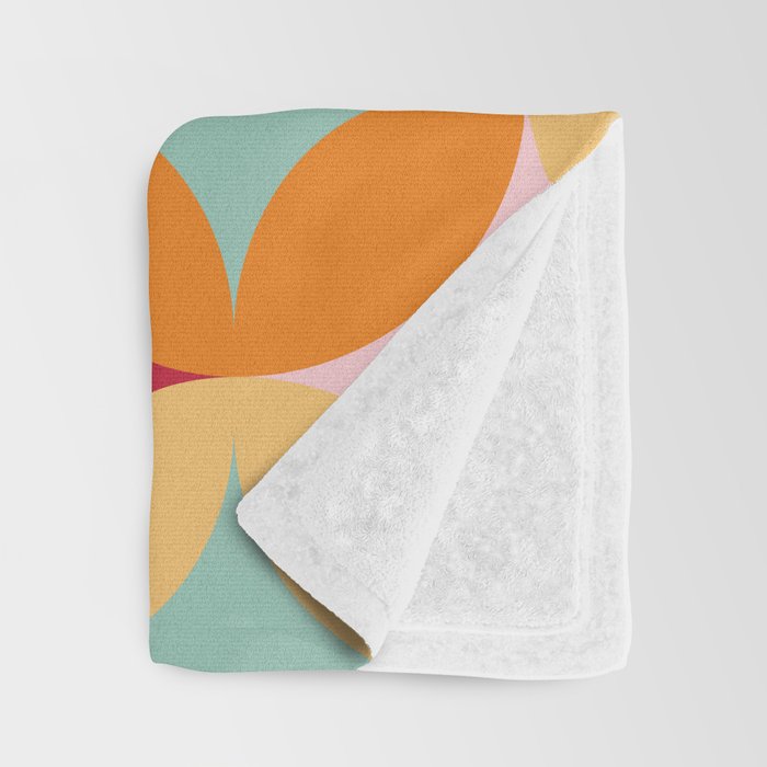 Merry and Bright, Christmas, Retro Art, Orange, Pink, Red, Yellow, Teal Throw Blanket Gallery Image 3