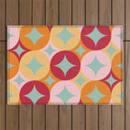 Merry and Bright, Christmas, Retro Art, Orange, Pink, Red, Yellow, Teal Outdoor Rug Gallery Image 1
