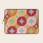 Merry and Bright, Christmas, Retro Art, Orange, Pink, Red, Yellow, Teal Laptop Sleeve Gallery Image 1