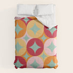 Merry and Bright, Christmas, Retro Art, Orange, Pink, Red, Yellow, Teal Comforter Gallery Image 6