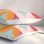 Merry and Bright, Christmas, Retro Art, Orange, Pink, Red, Yellow, Teal Pillow Sham Gallery Image 3