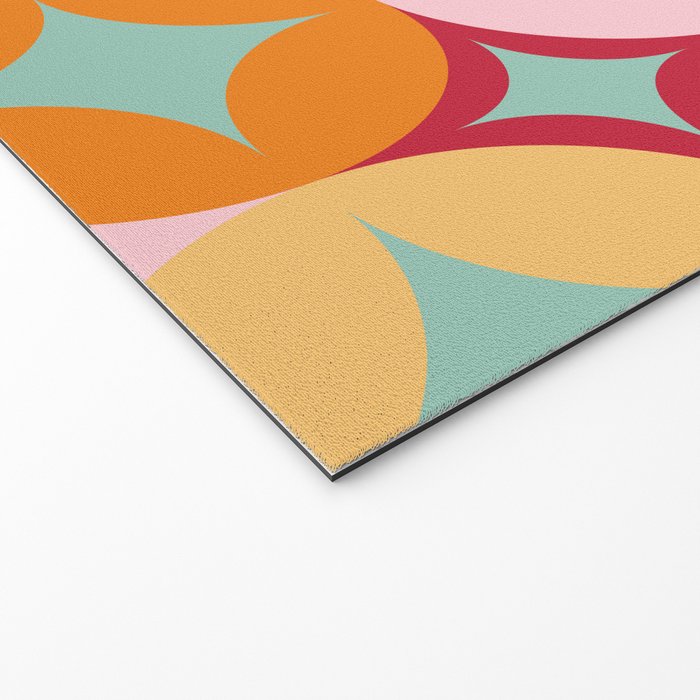 Merry and Bright, Christmas, Retro Art, Orange, Pink, Red, Yellow, Teal Welcome Mat Gallery Image 2
