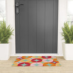 Merry and Bright, Christmas, Retro Art, Orange, Pink, Red, Yellow, Teal Welcome Mat Gallery Image 3