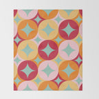Merry and Bright, Christmas, Retro Art, Orange, Pink, Red, Yellow, Teal Throw Blanket Gallery Image 2