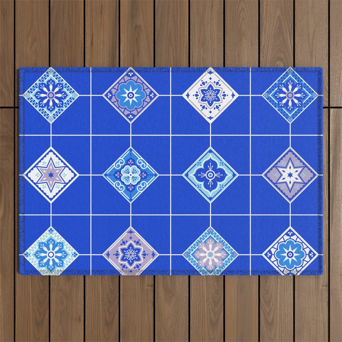 Talavera Mexican Tile - Blue Palette Outdoor Rug Gallery Image 1