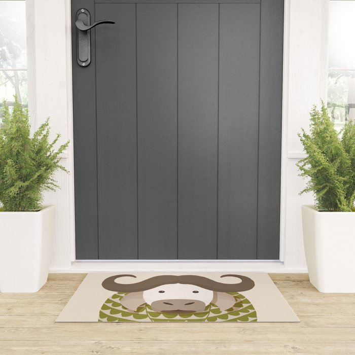 Whimsical Cape Buffalo Welcome Mat Gallery Image 3
