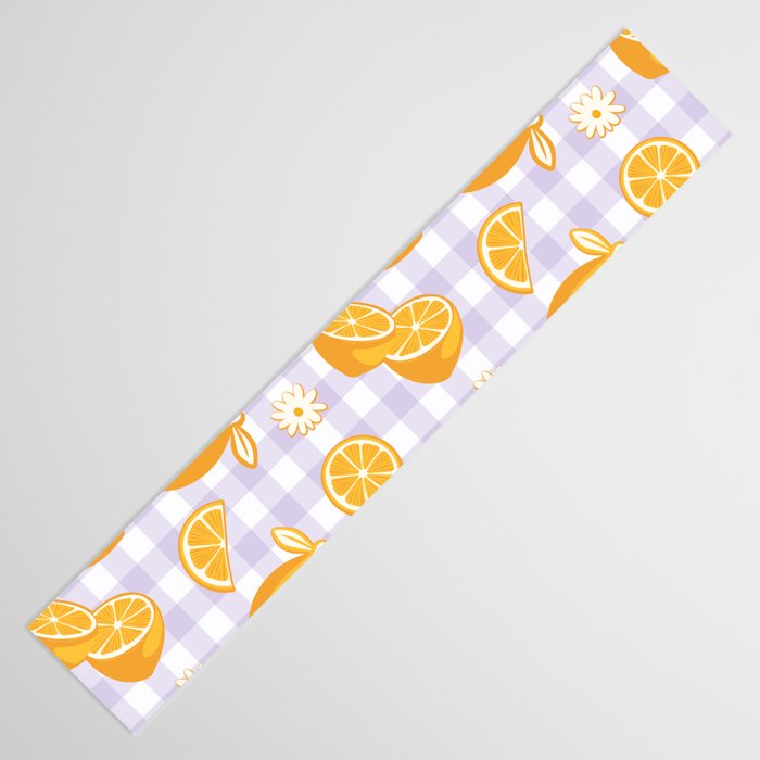 Lemons on Lilac Purple Gingham Table Runner Gallery Image 3