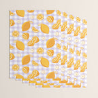 Lemons on Lilac Purple Gingham Wrapping Paper Gallery Image 3