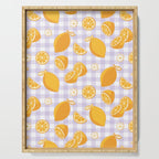Lemons on Lilac Purple Gingham Serving Tray Gallery Image 1
