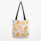 Lemons on Lilac Purple Gingham Tote Bag Gallery Image 2