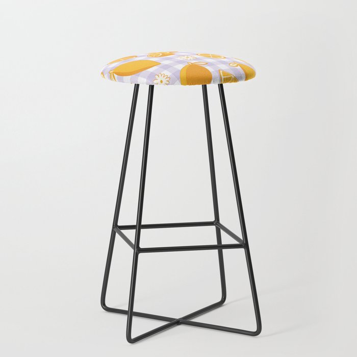 Lemons on Lilac Purple Gingham Stool Gallery Image 1