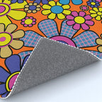 Groovy Maximalist Floral Retro Garden Gingham Flowers 60s 70s Pattern Rug Gallery Image 4