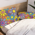 Groovy Maximalist Floral Retro Garden Gingham Flowers 60s 70s Pattern Pillow Sham Gallery Image 2
