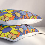 Groovy Maximalist Floral Retro Garden Gingham Flowers 60s 70s Pattern Pillow Sham Gallery Image 3