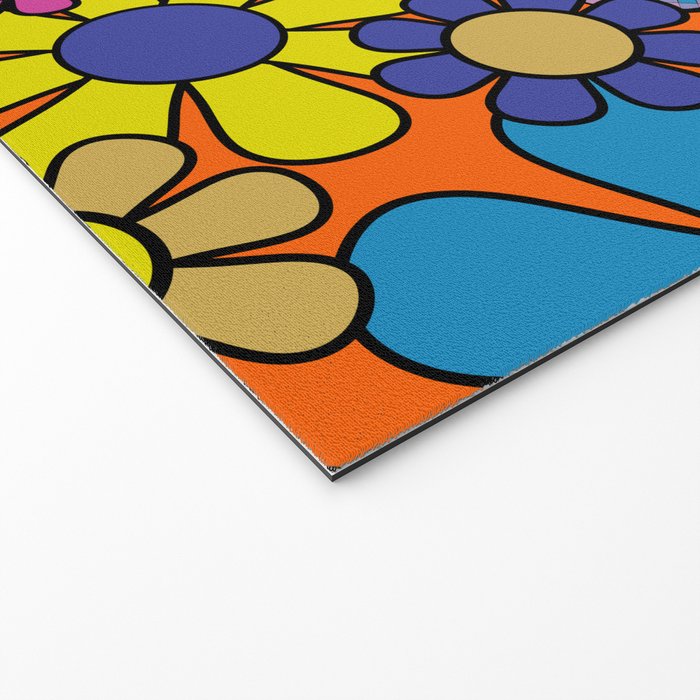 Groovy Maximalist Floral Retro Garden Gingham Flowers 60s 70s Pattern Welcome Mat Gallery Image 2