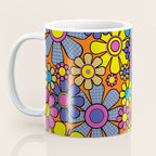 Groovy Maximalist Floral Retro Garden Gingham Flowers 60s 70s Pattern Coffee Mug Gallery Image 3