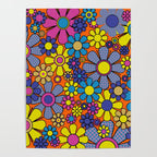 Groovy Maximalist Floral Retro Garden Gingham Flowers 60s 70s Pattern Poster Gallery Image 4