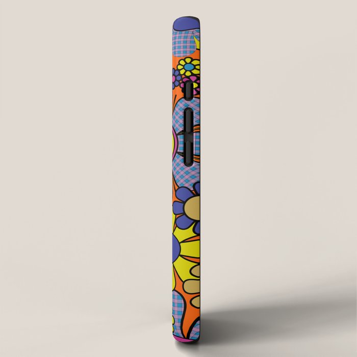 Groovy Maximalist Floral Retro Garden Gingham Flowers 60s 70s Pattern iPhone Case Gallery Image 2