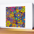 Groovy Maximalist Floral Retro Garden Gingham Flowers 60s 70s Pattern Wall Mural Gallery Image 2