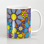 Groovy Maximalist Floral Retro Garden Gingham Flowers 60s 70s Pattern Coffee Mug Gallery Image 1