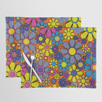Groovy Maximalist Floral Retro Garden Gingham Flowers 60s 70s Pattern Placemat Gallery Image 1