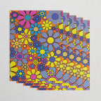 Groovy Maximalist Floral Retro Garden Gingham Flowers 60s 70s Pattern Wrapping Paper Gallery Image 3