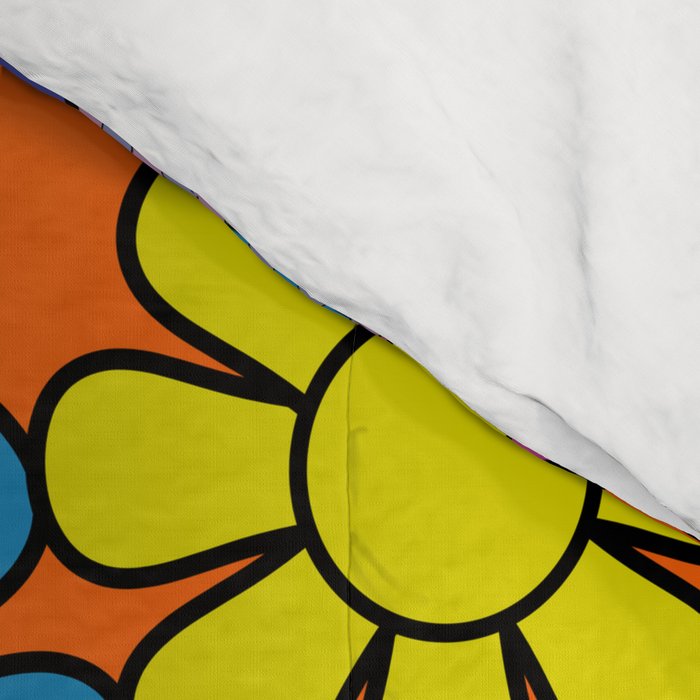 Groovy Maximalist Floral Retro Garden Gingham Flowers 60s 70s Pattern Comforter Gallery Image 4
