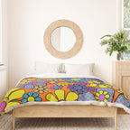 Groovy Maximalist Floral Retro Garden Gingham Flowers 60s 70s Pattern Duvet Cover Gallery Image 3