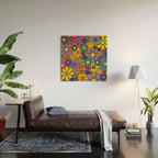 Groovy Maximalist Floral Retro Garden Gingham Flowers 60s 70s Pattern Wood Wall Art Gallery Image 2