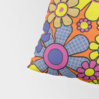 Groovy Maximalist Floral Retro Garden Gingham Flowers 60s 70s Pattern Pillow Sham Gallery Image 4