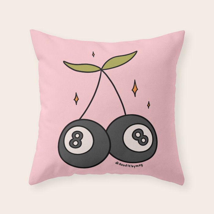 Cherry 8 Ball Throw Pillow Gallery Image 6