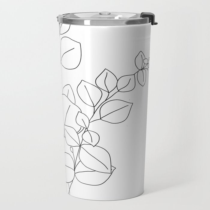 Minimalistic Eucalyptus  Line Art Travel Mug Gallery Image 2