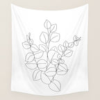 Minimalistic Eucalyptus  Line Art Wall Tapestry Gallery Image 4