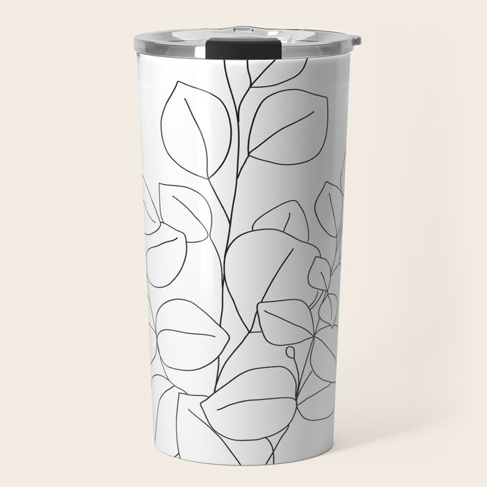 Minimalistic Eucalyptus  Line Art Travel Mug Gallery Image 1
