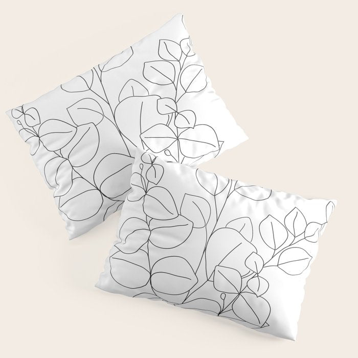 Minimalistic Eucalyptus  Line Art Pillow Sham Gallery Image 3